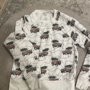 American Eagle Outfitters Cream Sweatshirt with Festive Print